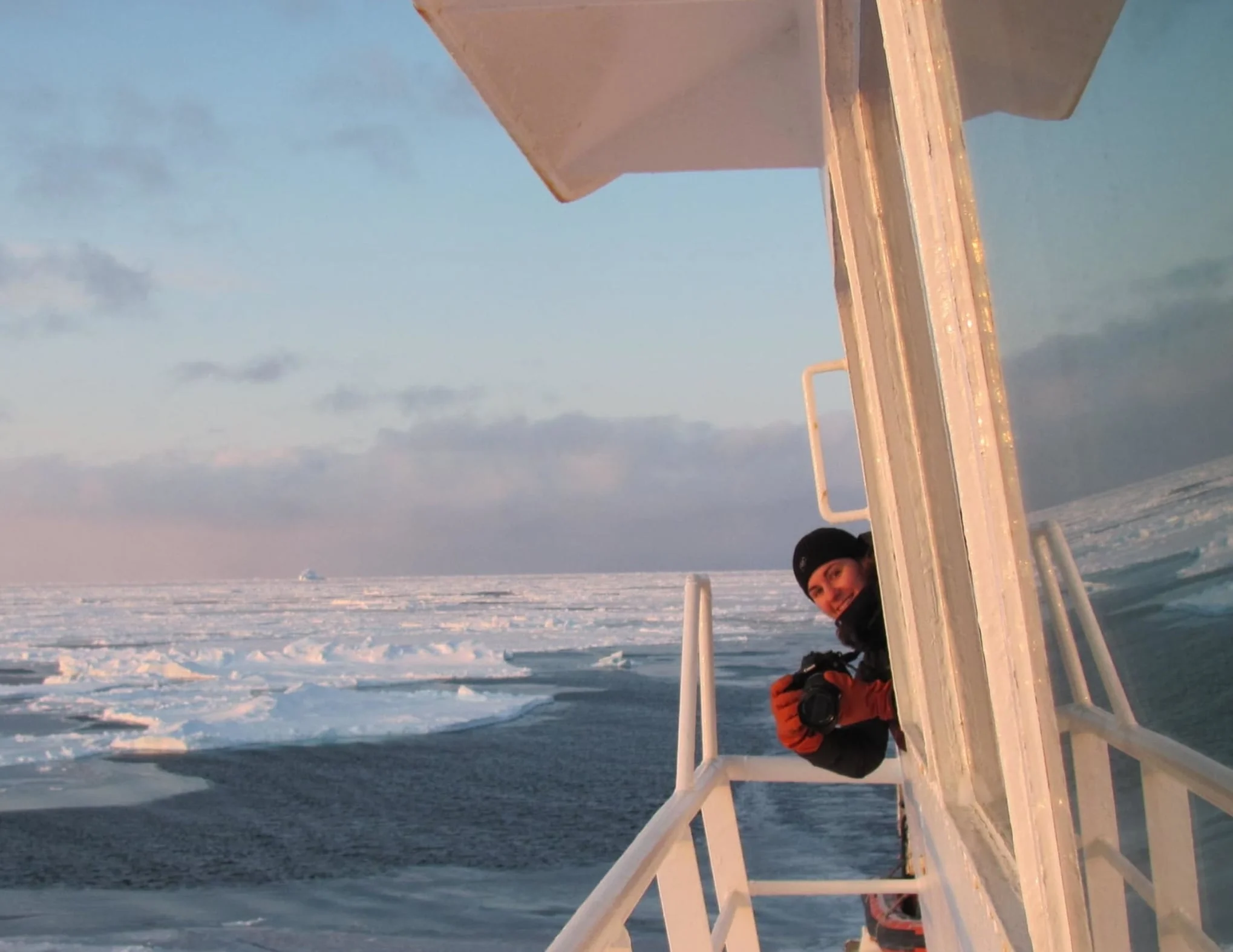 Peaking through the CCGS Amundsen icebreaker window while going through the Northwest Passage for research in 2009.