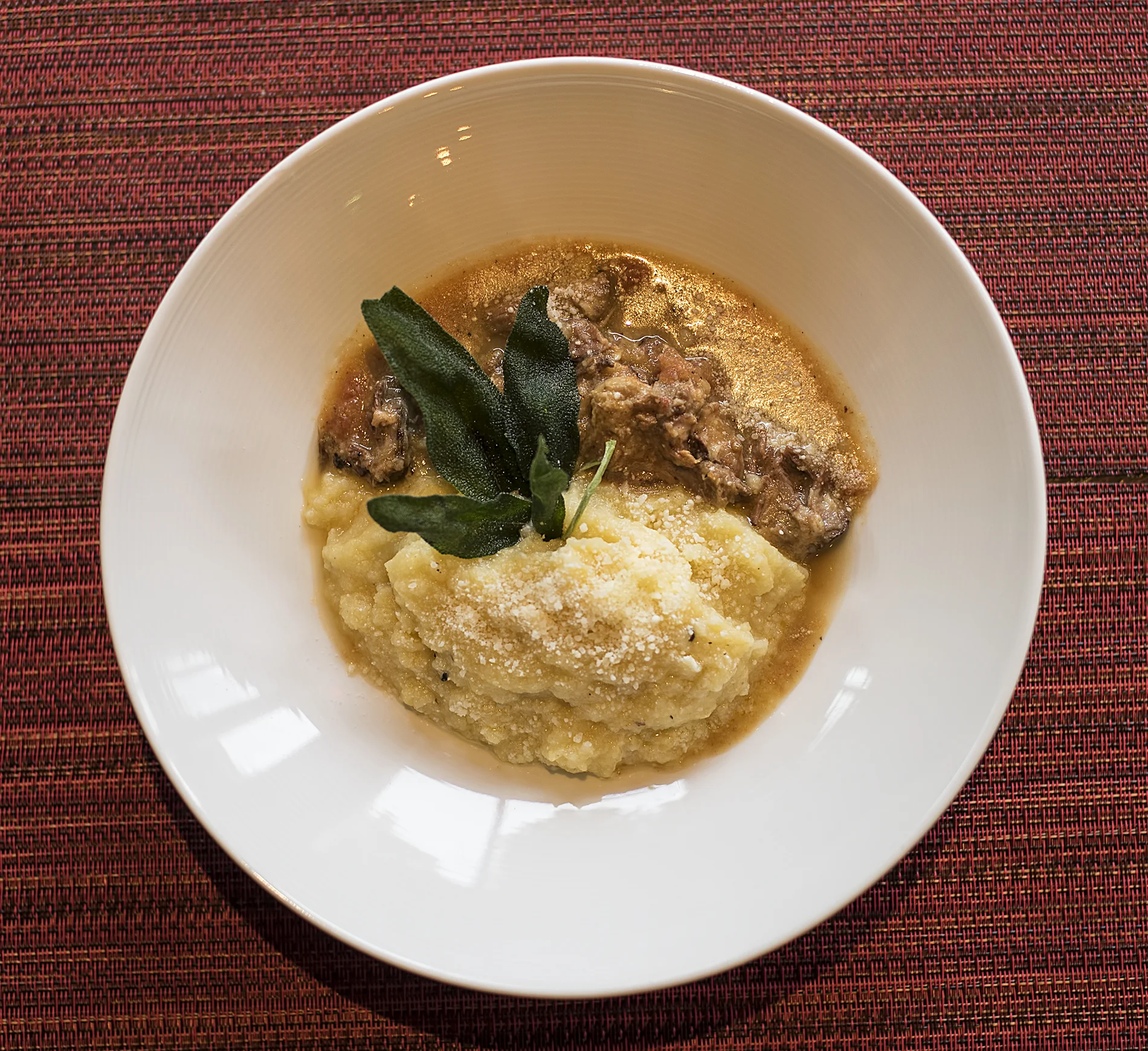 Braised Oxtail with Polenta & Fried Sage
