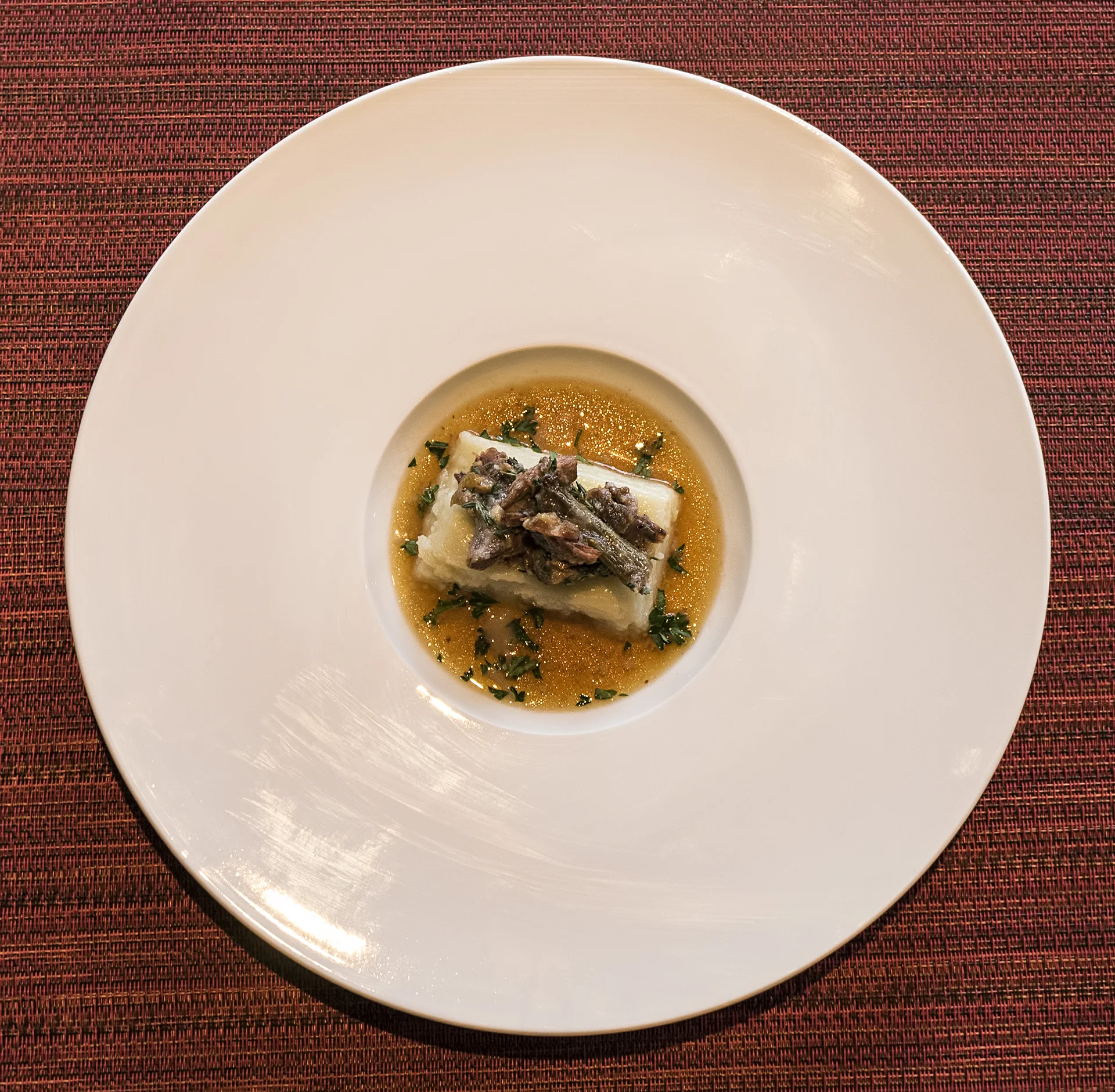 Cauliflower Panna Cotta with Pickled Mushrooms