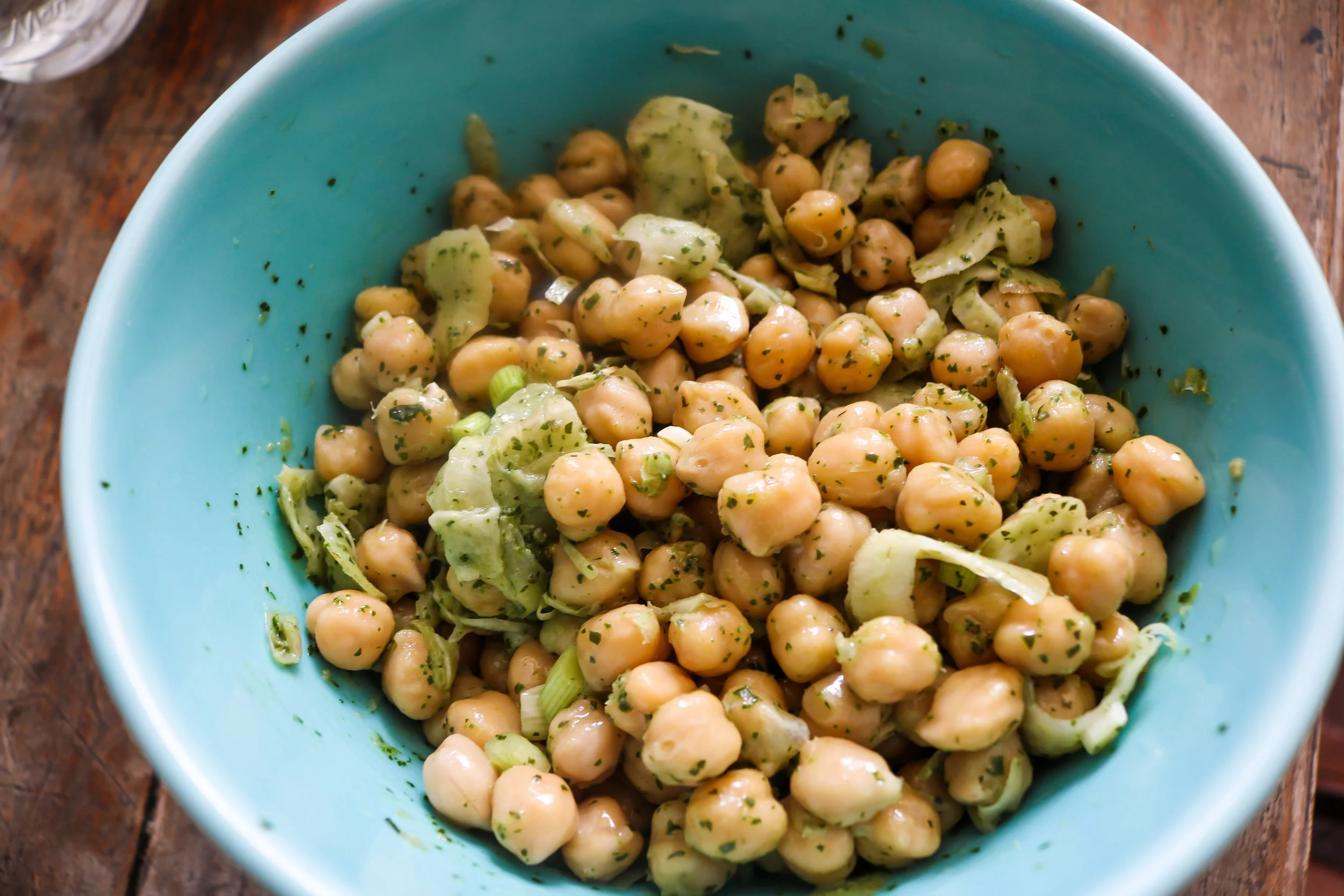 Chick pea salad with shaved fennel and basil