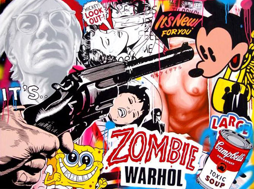 Zombie Warhol - acrylic and spray paint on board. 2009 . 90cm x 60cm