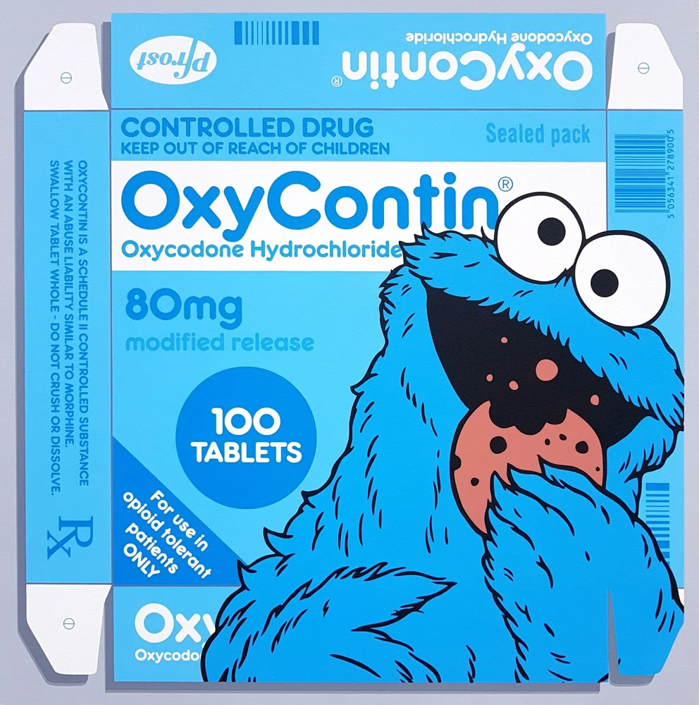 OxyCookie - Acrylic + Spray Paint on Canvas - 44 x 44 inches