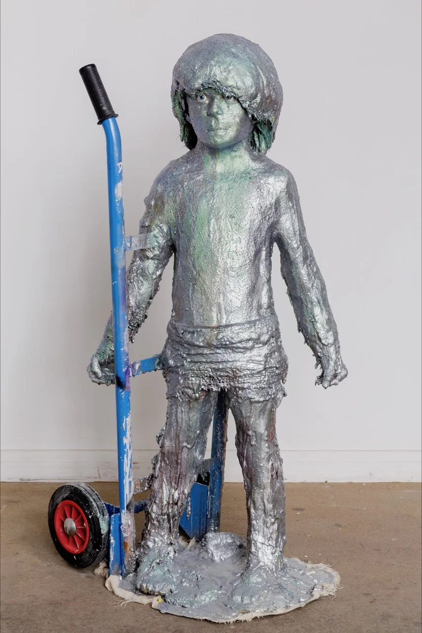Boy No 1. 2017 Plaster, Clay, Spray paint, Steel, 150cm x 45cm x 50cm
