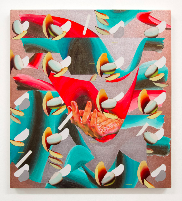 Cult,  Acrylic, oil, and spray paint on canvas, 51 x 46 cm