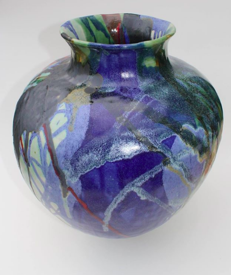 Manganese and blue vessel. Stoneware. 42 x 32 cm, Anthea Summers