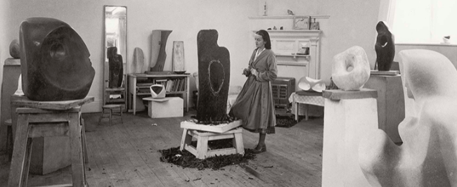 Barbara Hepworth in studio
