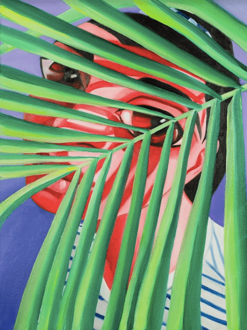 Woman with Fern, oil on fine art paper, 30 x 40 cm
