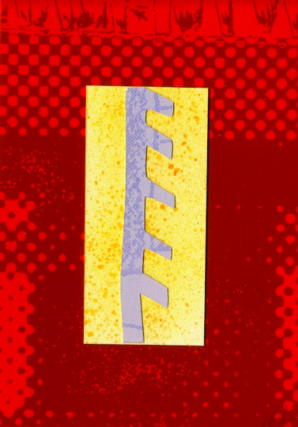 Outline #1, screen print collaged with acetate &amp; spray paint, 12 x 15 cm