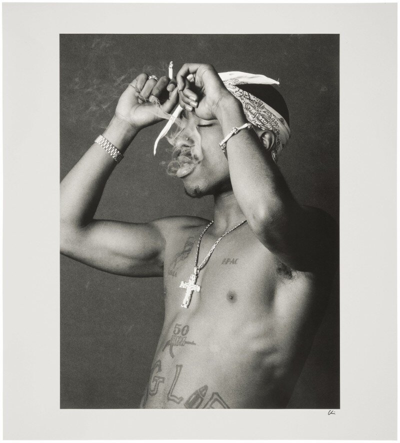 Tupac Shakur Smoking, photographed by Chi Modu, 1994
