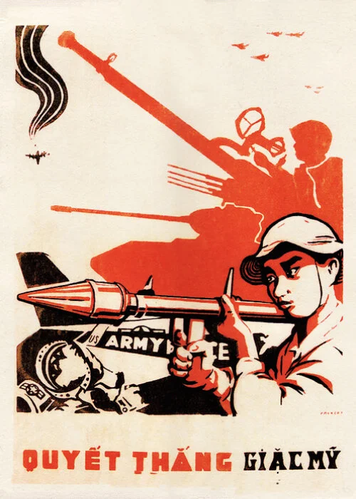 Resolve To Win US Invaders, hand-painted on rice paper. Courtesy of vietnampropaganda.com