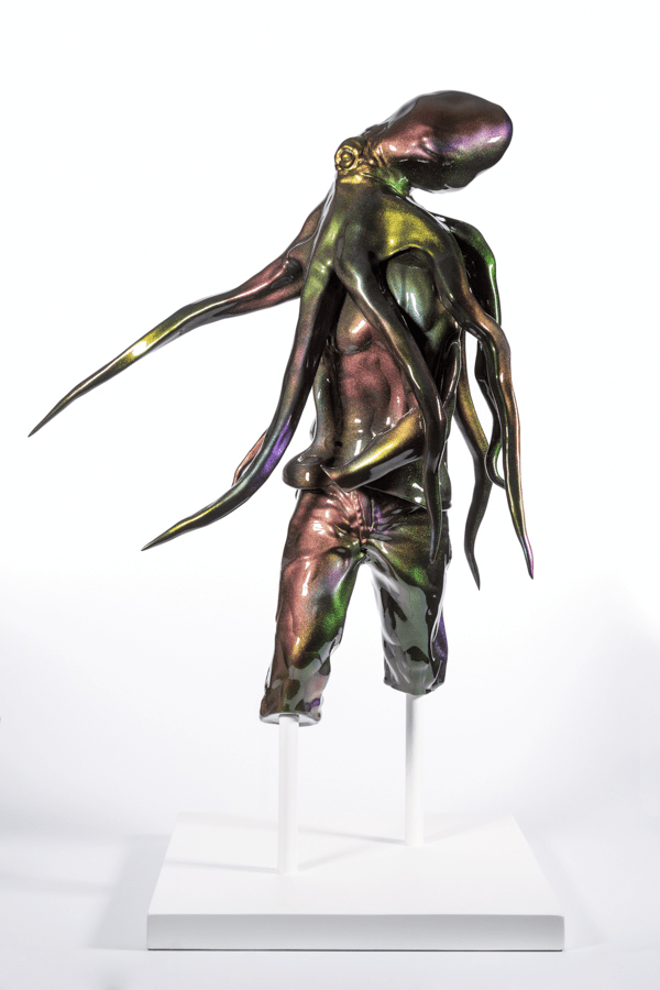 On Becoming Virtual Octopi, 2018, Resin and polychromatic paint, 104.3 x 72.3 x 49.8 cm. Courtesy of the artist and Timothy Taylor, London.