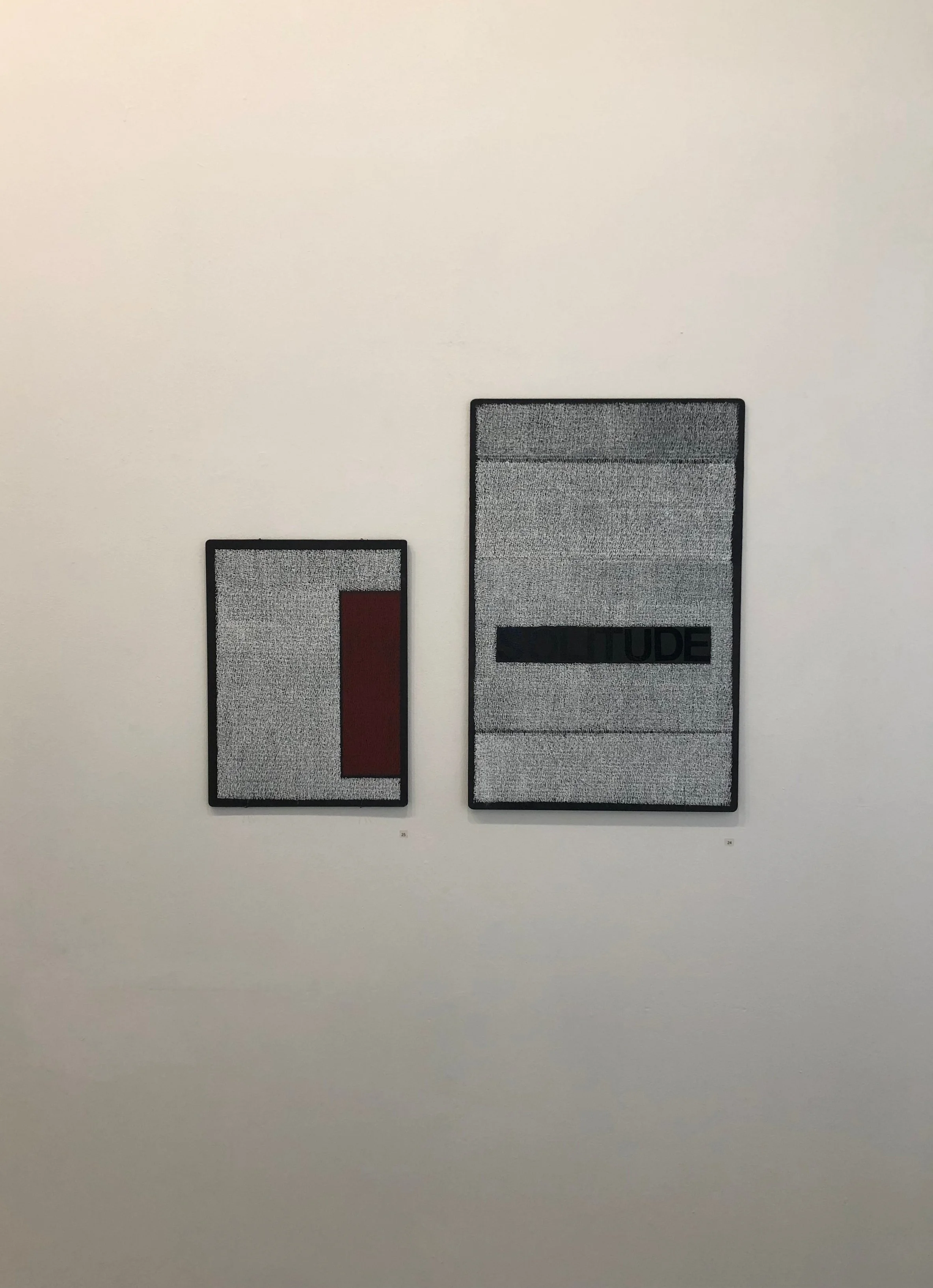 The beat that my heart Skipped left side and Self Portrait (Me) right side Black gesso, ink liner, acrylic, vinyl lettering , chalk board