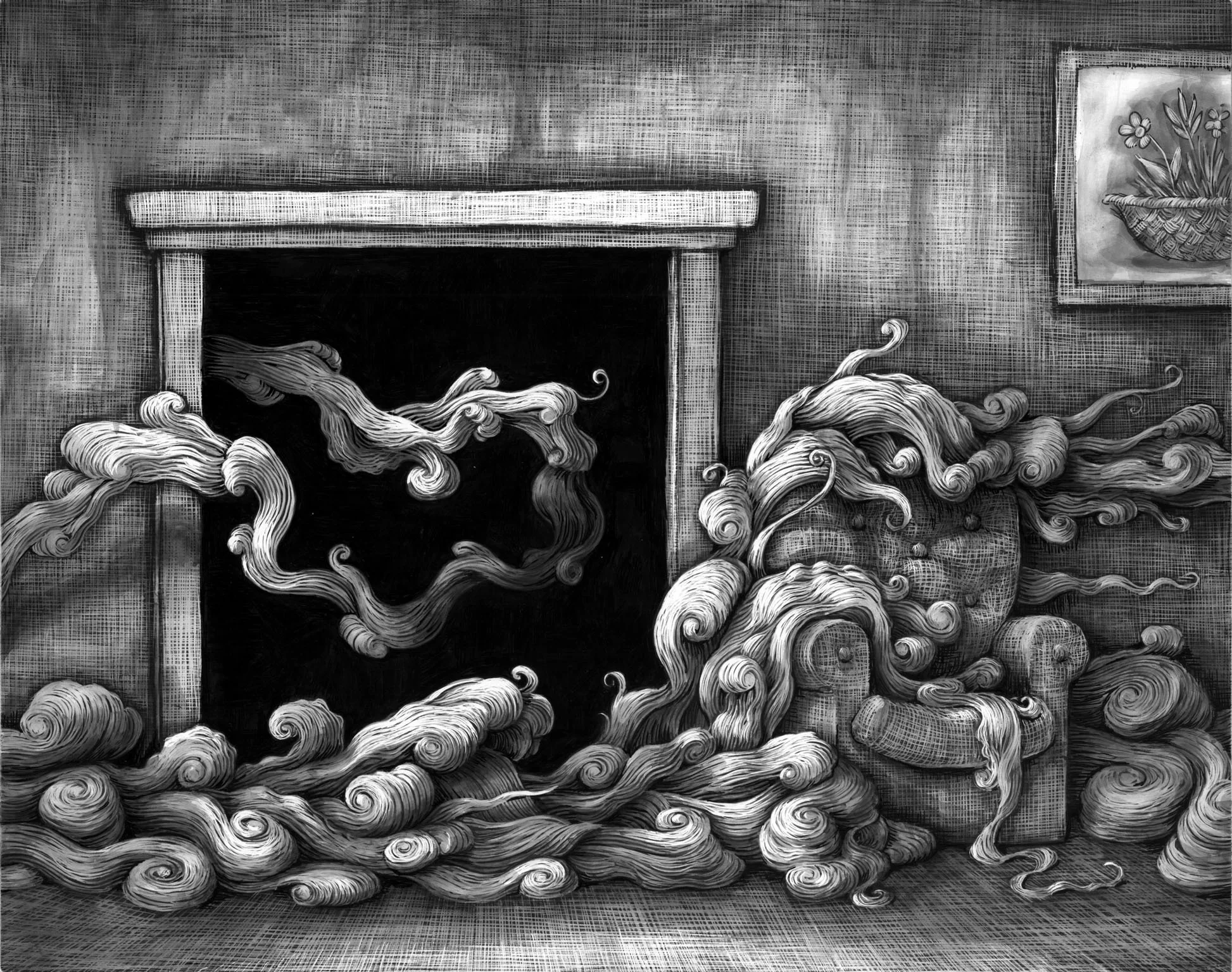 Illustration from Ghosts and Ruins . Uniball ink on Claybord.
