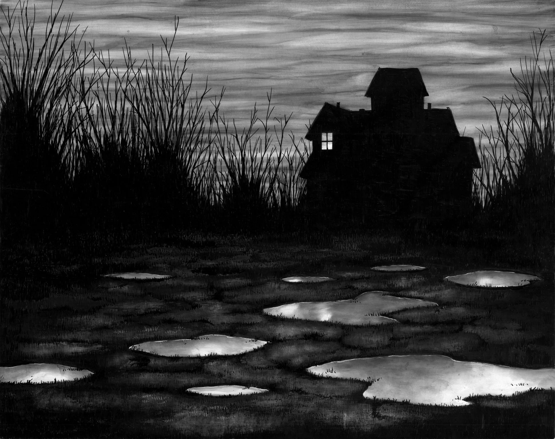 Illustration from Ghosts and Ruins . Uniball ink on Claybord.