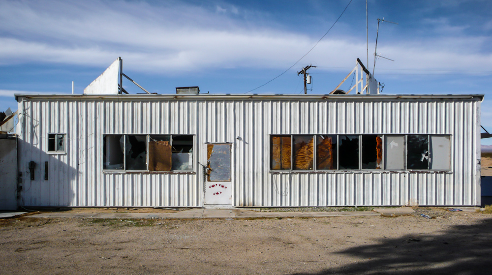 The old Mobil station outside Essex, CA., in either 2008 or 2009. The structure was still standing as of Winter 2015, but the intervening years have not been kind.