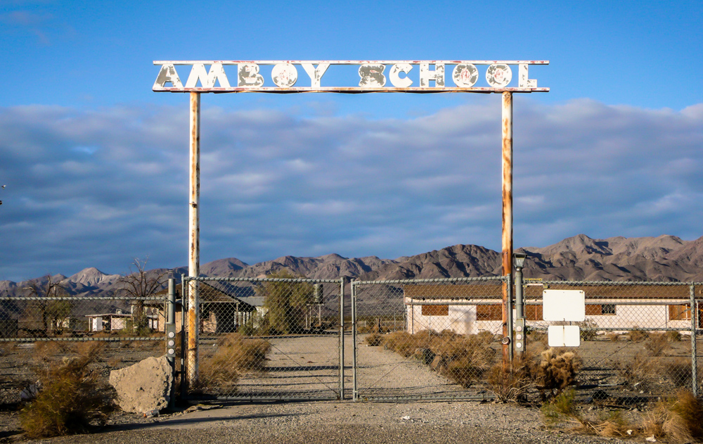 The Amboy School. There is still a school in Amboy, but these buildings have not been used in many years.