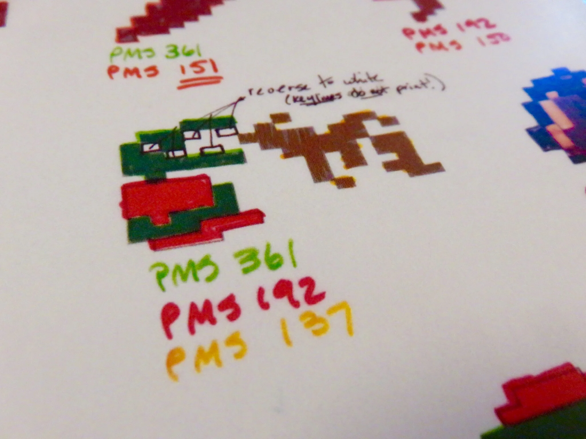 Pixel map for Dig Dug with Pantones. © The Art of Atari
