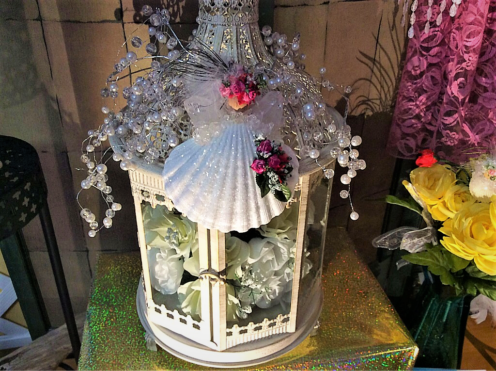 Custom Wedding Cage and Wedding Angel Keepsake is ready for Bridal Bouquet