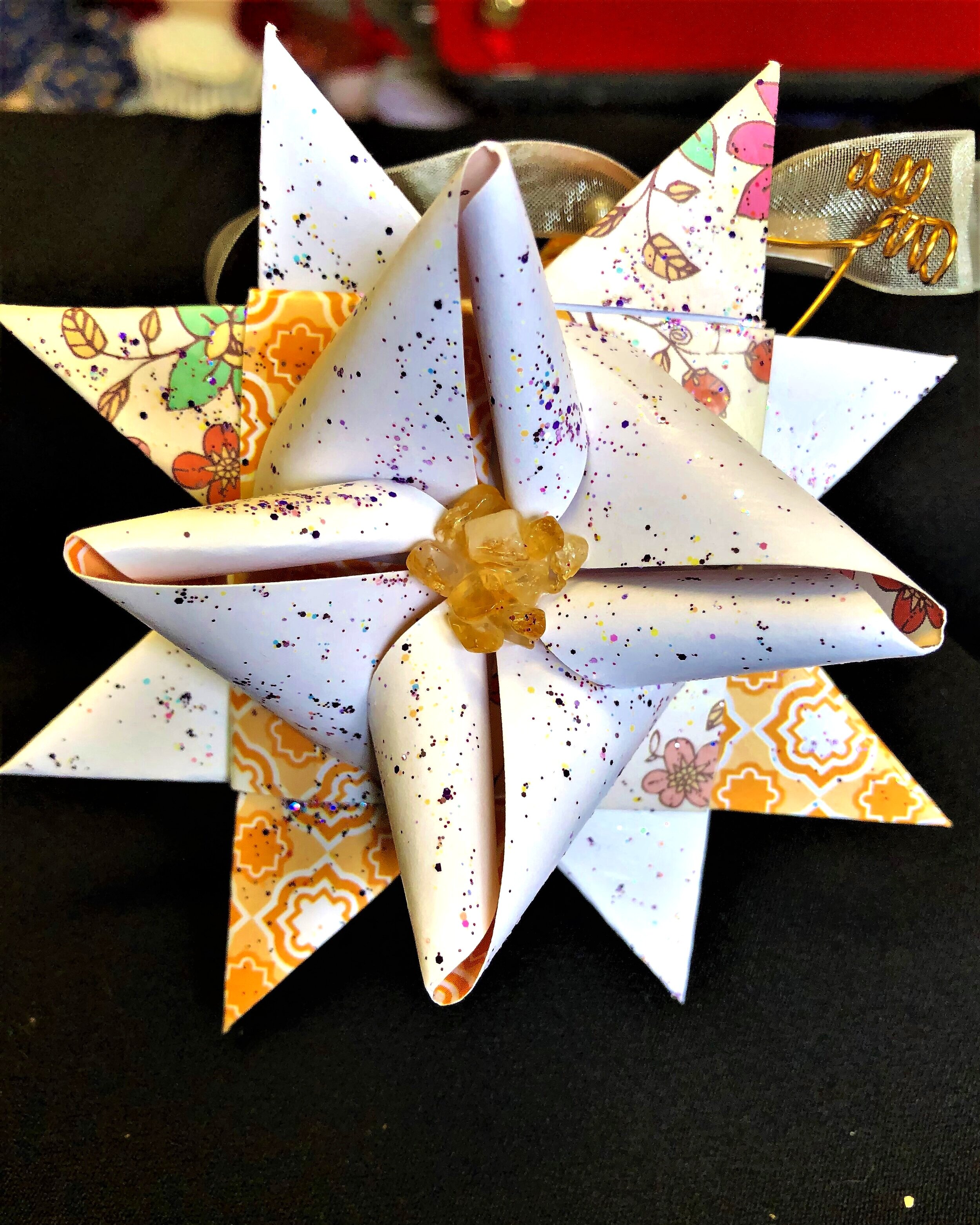 Fabric Origami star Christmas ornaments — apple franca