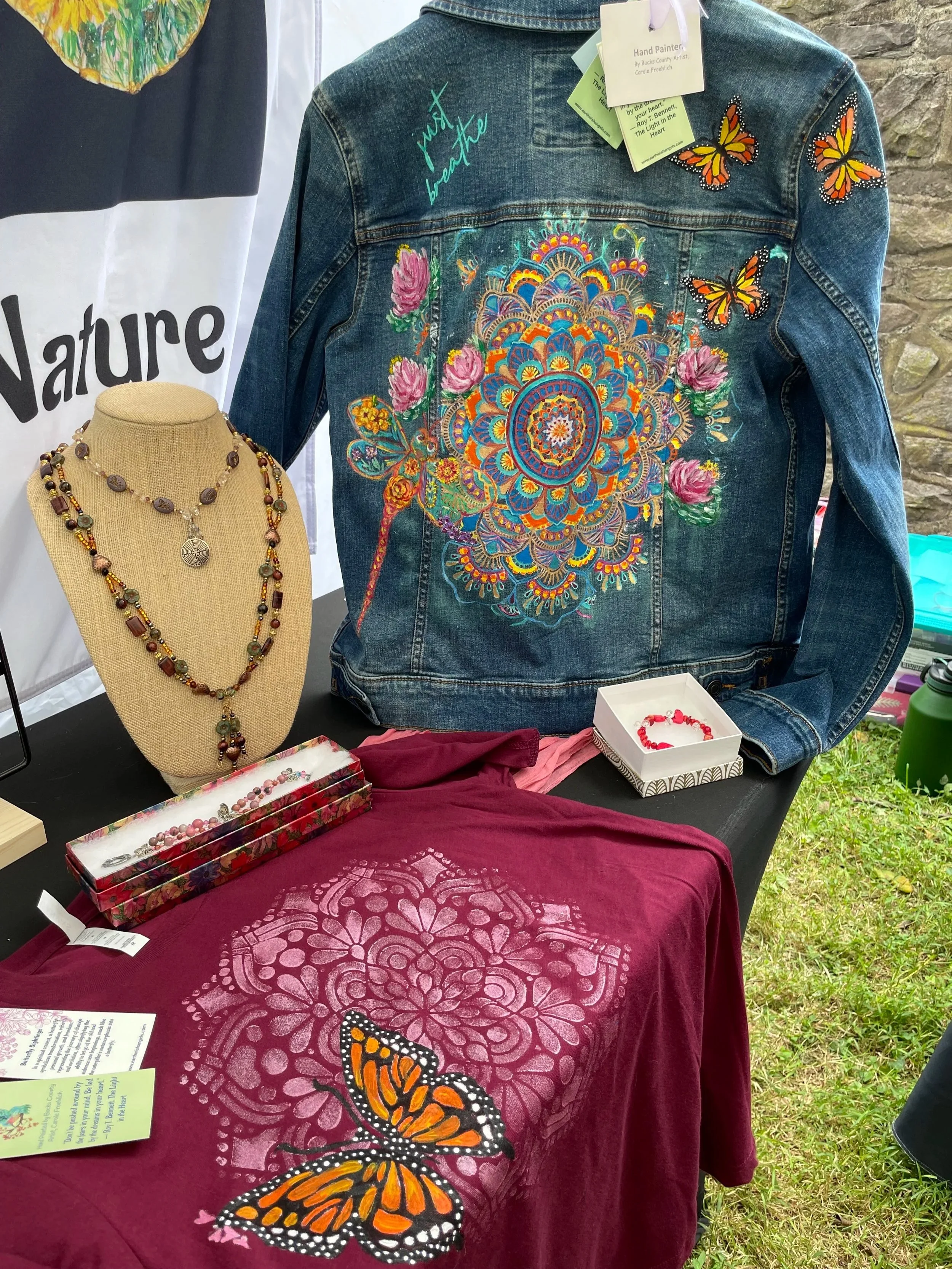 Just Breathe Hand-Painted Denim Jacket  SOLD