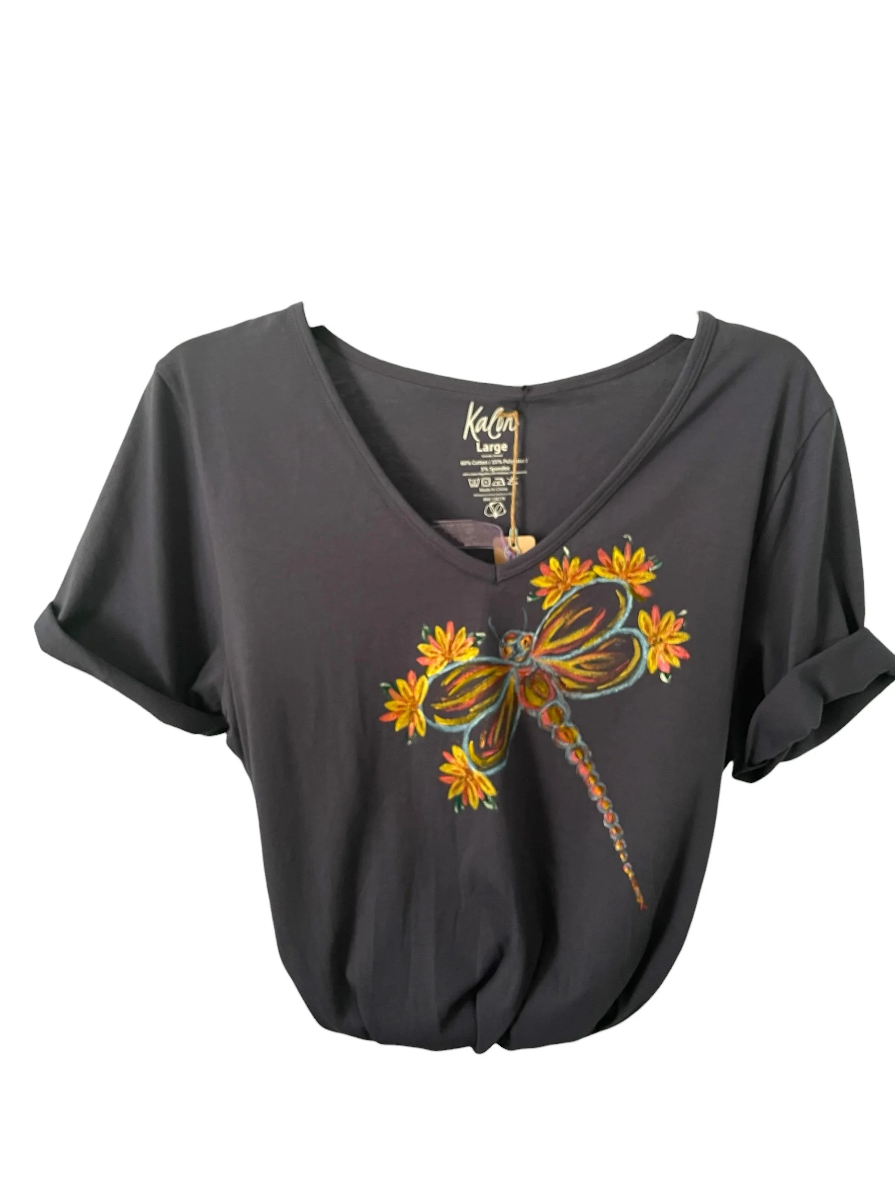 Hand Painted Dragonfly Boho T-Shirt