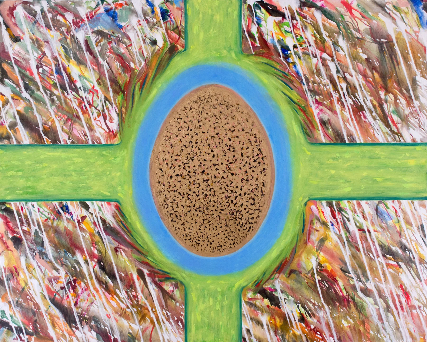 Bright Moment , oil and metallic paint on canvas, 48 in x 60 in, 2015.