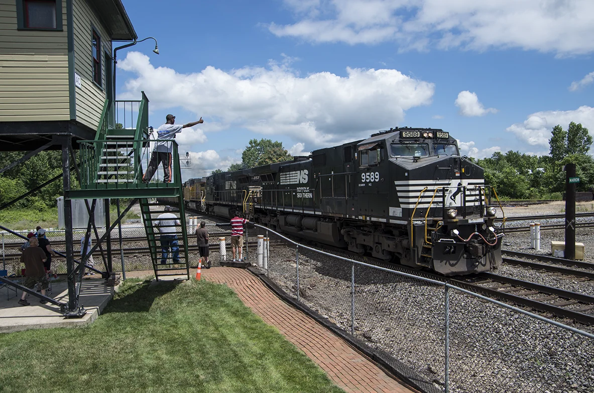 AC Tower, a former Erie structure in Marion, has been fully restored by the Marion Union Station Association and makes a great vantage point for railfanning!