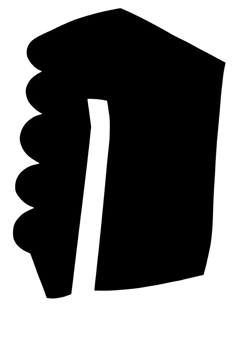 black shape with scalloped edges