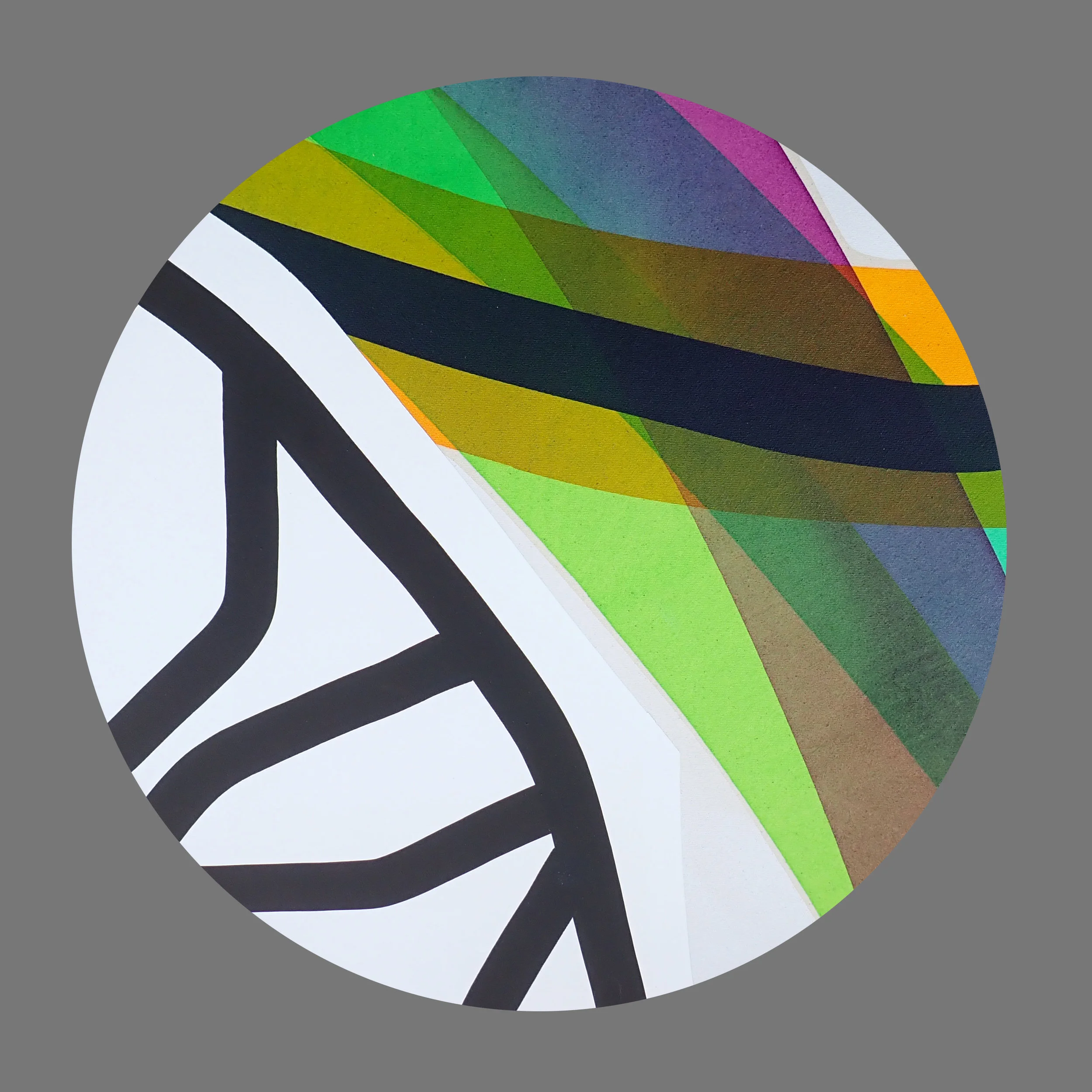 Circle with orange and and black and white