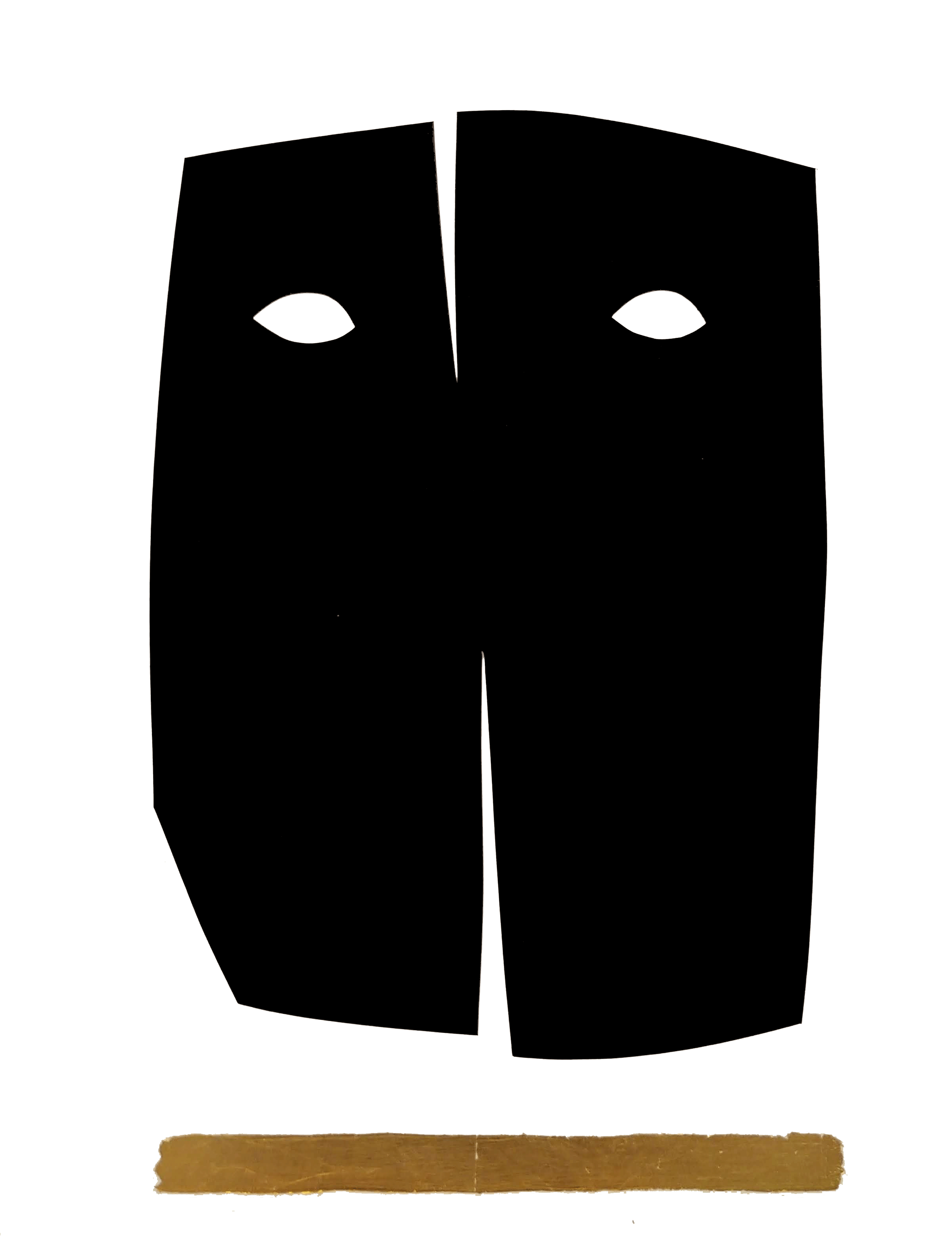 black mask with gold underline