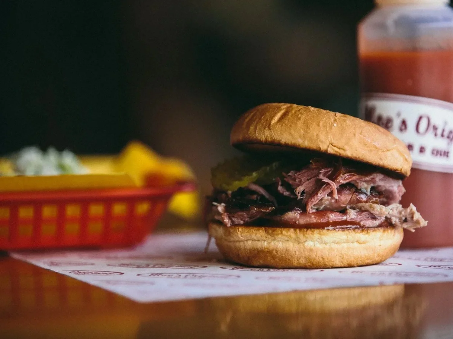 Pulled pork sandwich at Moe's Original BBQ