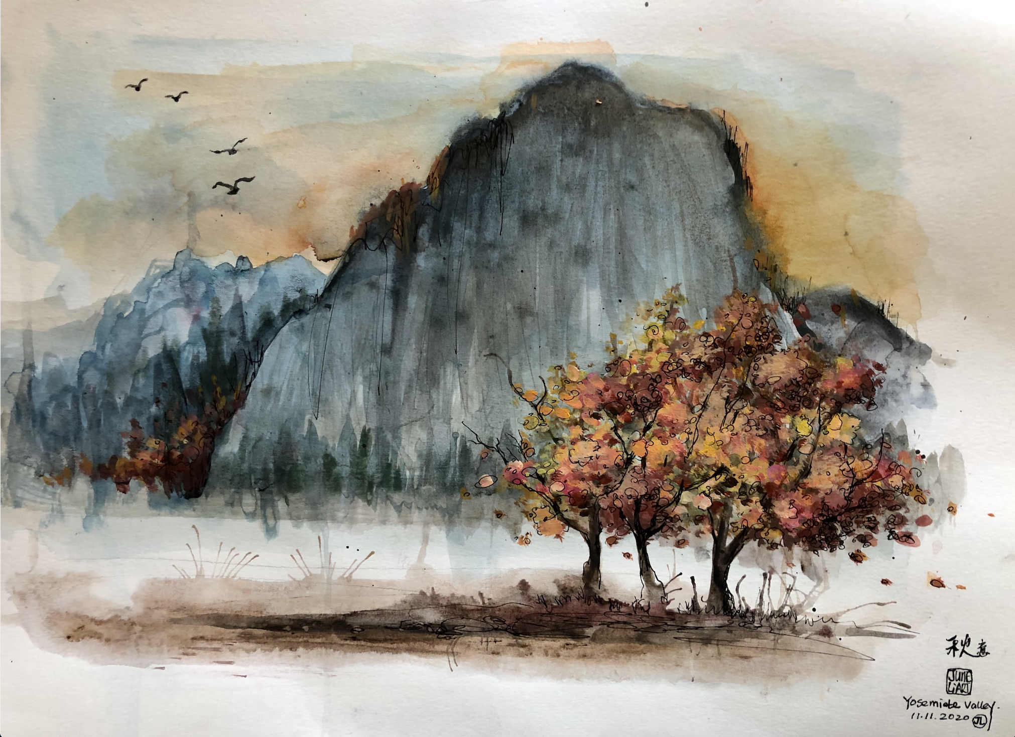 Yosemite, Watercolor on paper, 2021 (Copy)