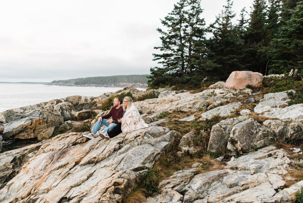 lyndsay and nates fall honeymoon sunrise session at otter cliff in acadia national park in bar harbor maine photographed by youngstown wedding photographer mae b photo-1.jpg
