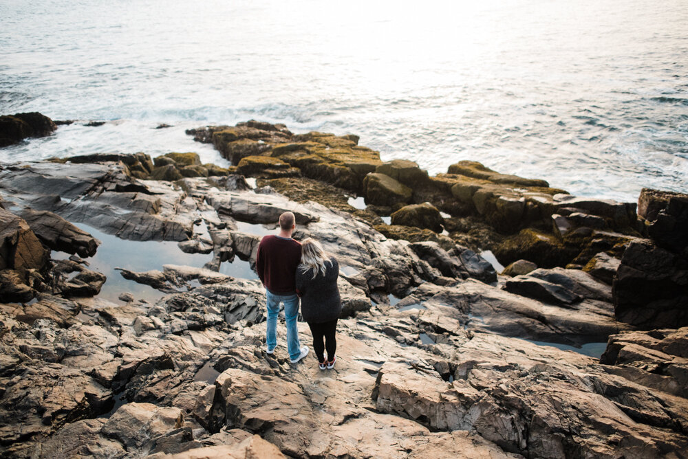 lyndsay and nates fall honeymoon sunrise session at otter cliff in acadia national park in bar harbor maine photographed by youngstown wedding photographer mae b photo-2.jpg