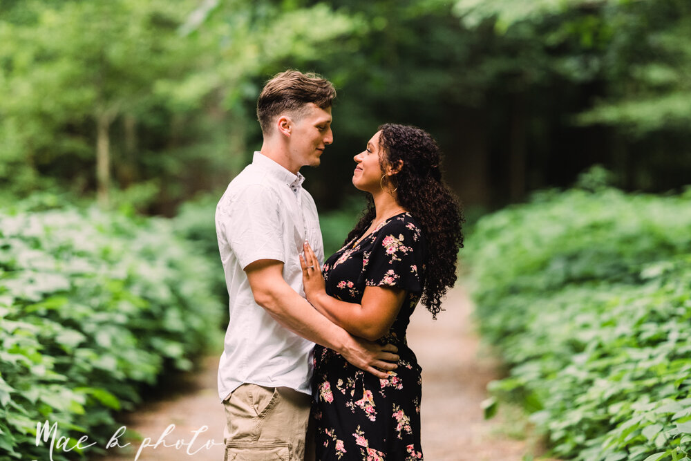 julia and george's summer woodsy engagement session at poland forest and poland library in poland ohio photographed by youngstown wedding photographer mae b photo-1.jpg
