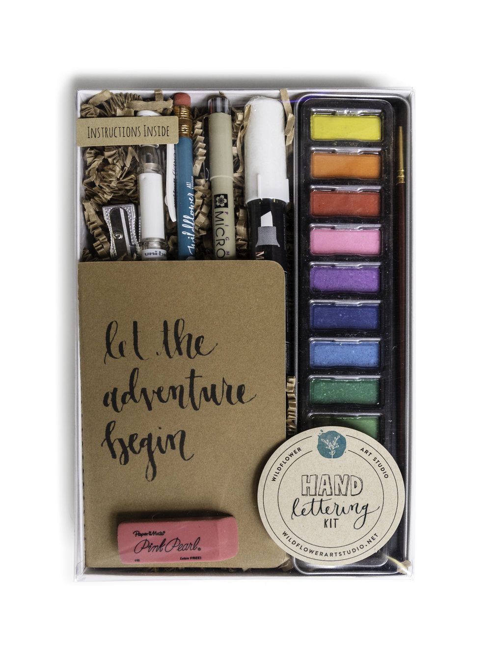 Beginner DIY Kit Set Hand Lettering Kit, Watercolor Painting Kit