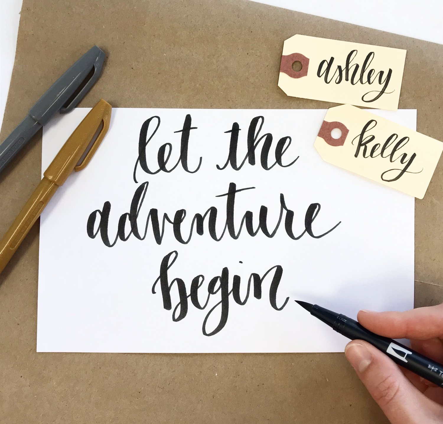 Brush Lettering Calligraphy Set with Book and Pens — Wildflower