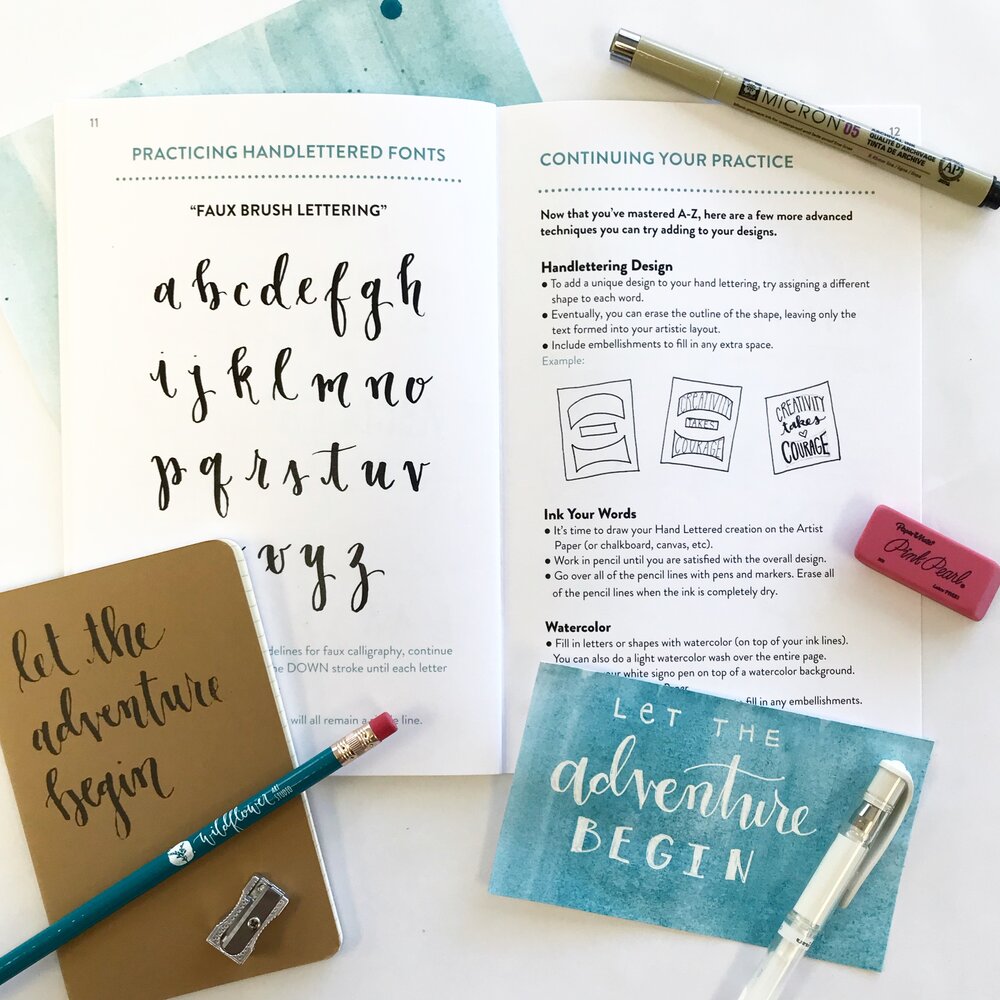 Wildflower Art Studio Brush Lettering Calligraphy Kit • Award-Winning  Starter Set for Beginners • Includes Instruction Book, Tracing Pad &  Supplies •