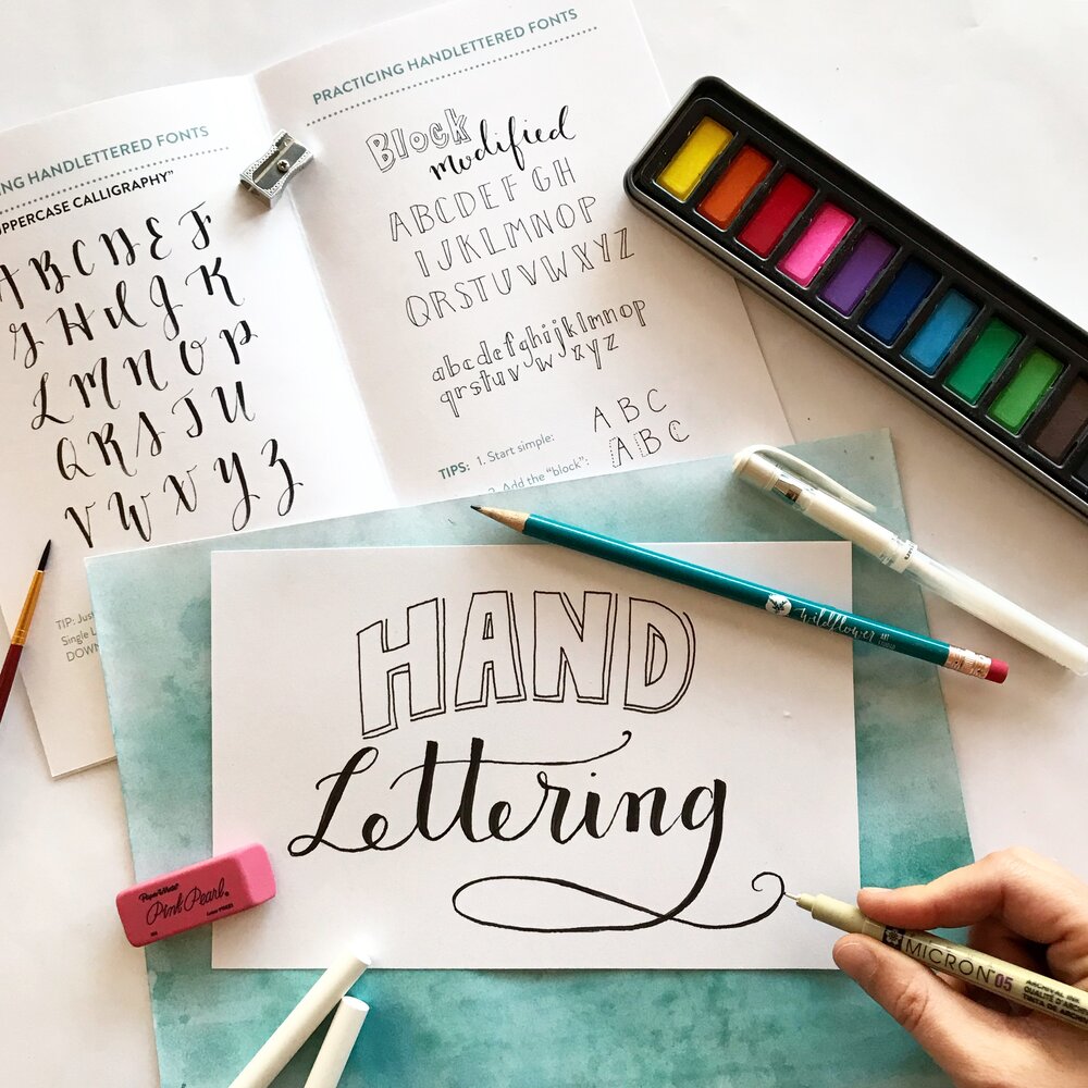 Beginner DIY Kit Set Hand Lettering Kit, Watercolor Painting Kit,  Calligraphy Kit Premium Art Kit for Adults, Self Care Craft 