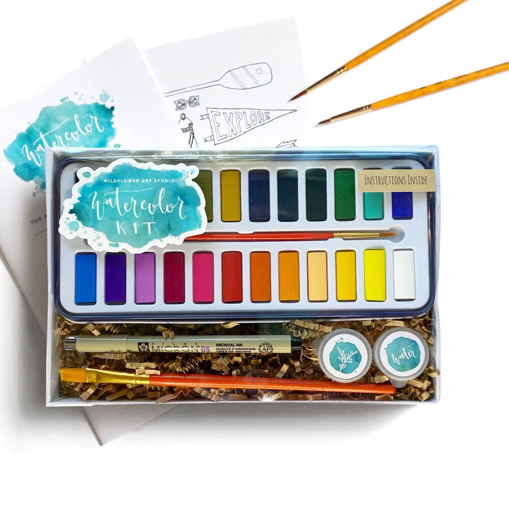 Beginner DIY Kit Set Hand Lettering Kit, Watercolor Painting Kit, Calligraphy  Kit Premium Art Kit for Adults, Self Care Craft 