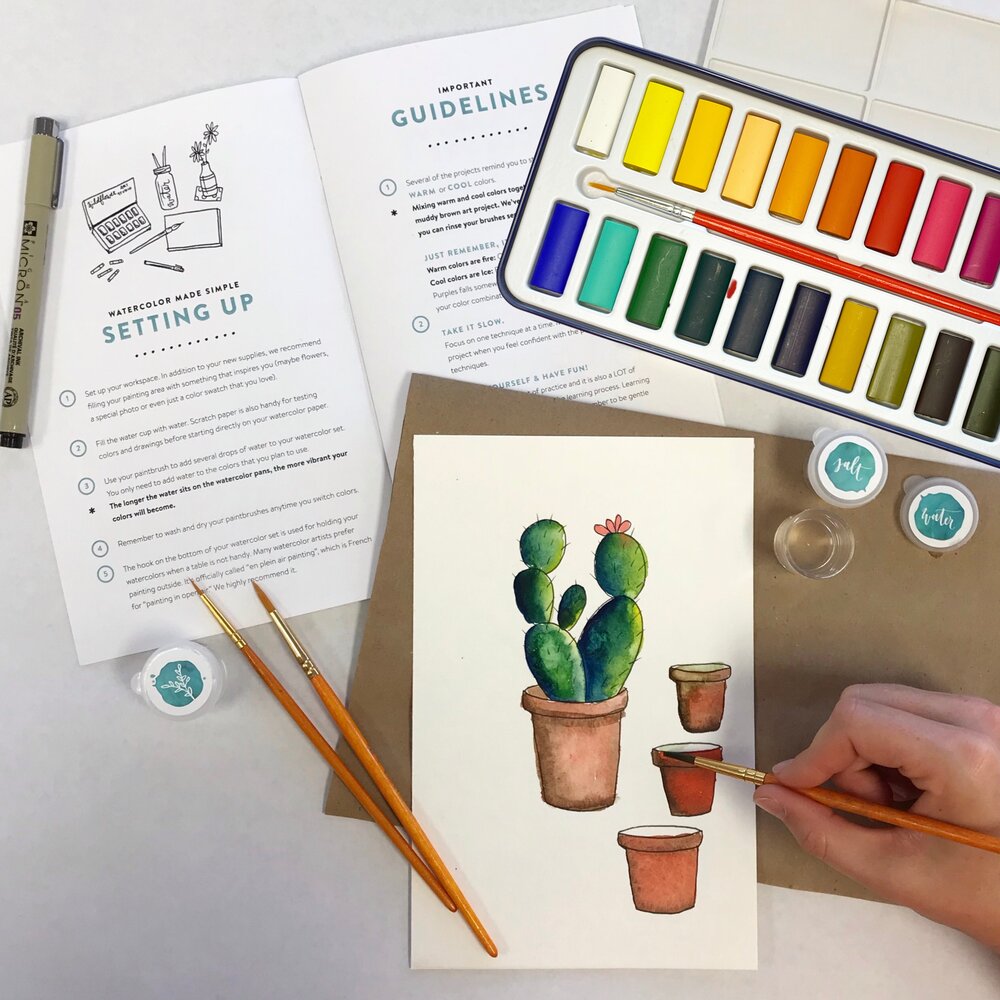 DIY Watercolor Kit - Instruction Book & Supplies — Wildflower Art Studio