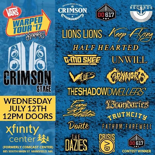 WHOA! Talk about one hell of a stacked local stage at @vanswarpedtour in Mansfield! @keepflyingband @eyesonsatellites @lionslions @fathomfarewell and @crisisadofficial just to name a few!! Make sure to catch some of your favorite bands, but also go o