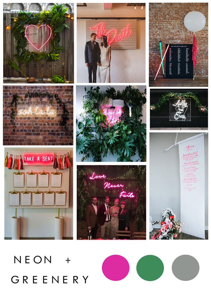 neon and greenery wedding inspiration