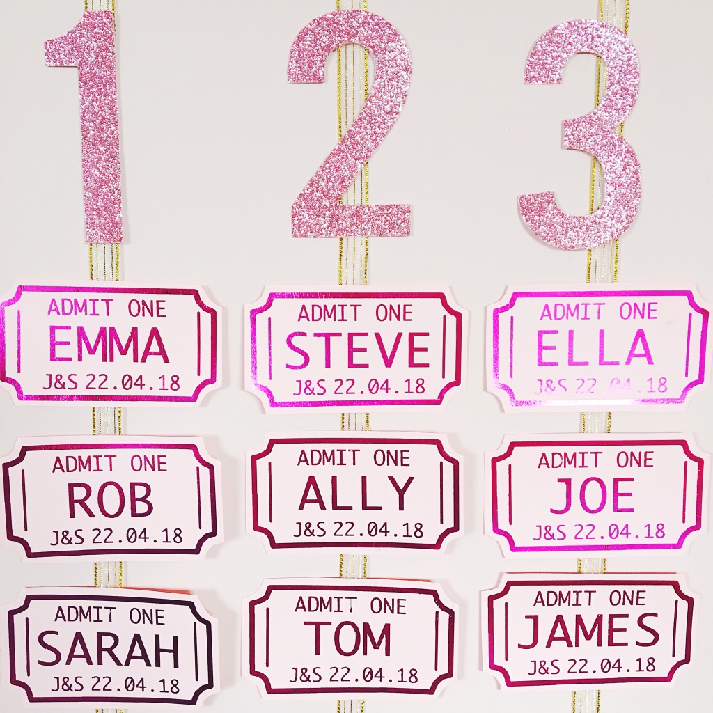 pink wedding place cards