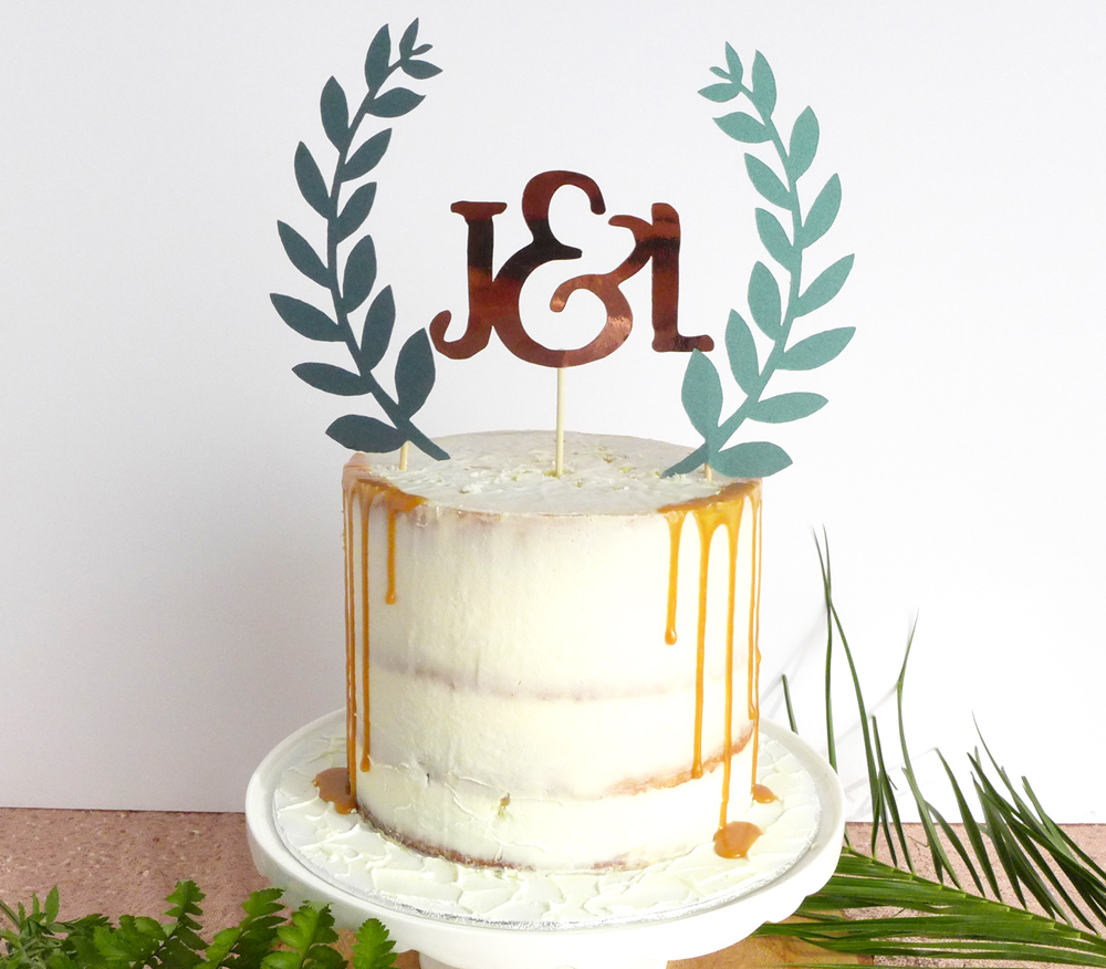 greenery wedding cake topper