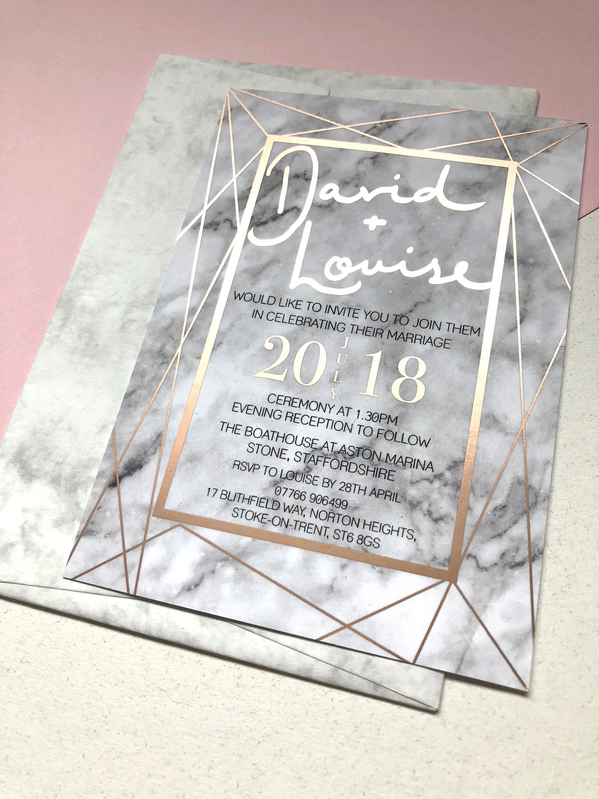 modern geometric wedding stationery