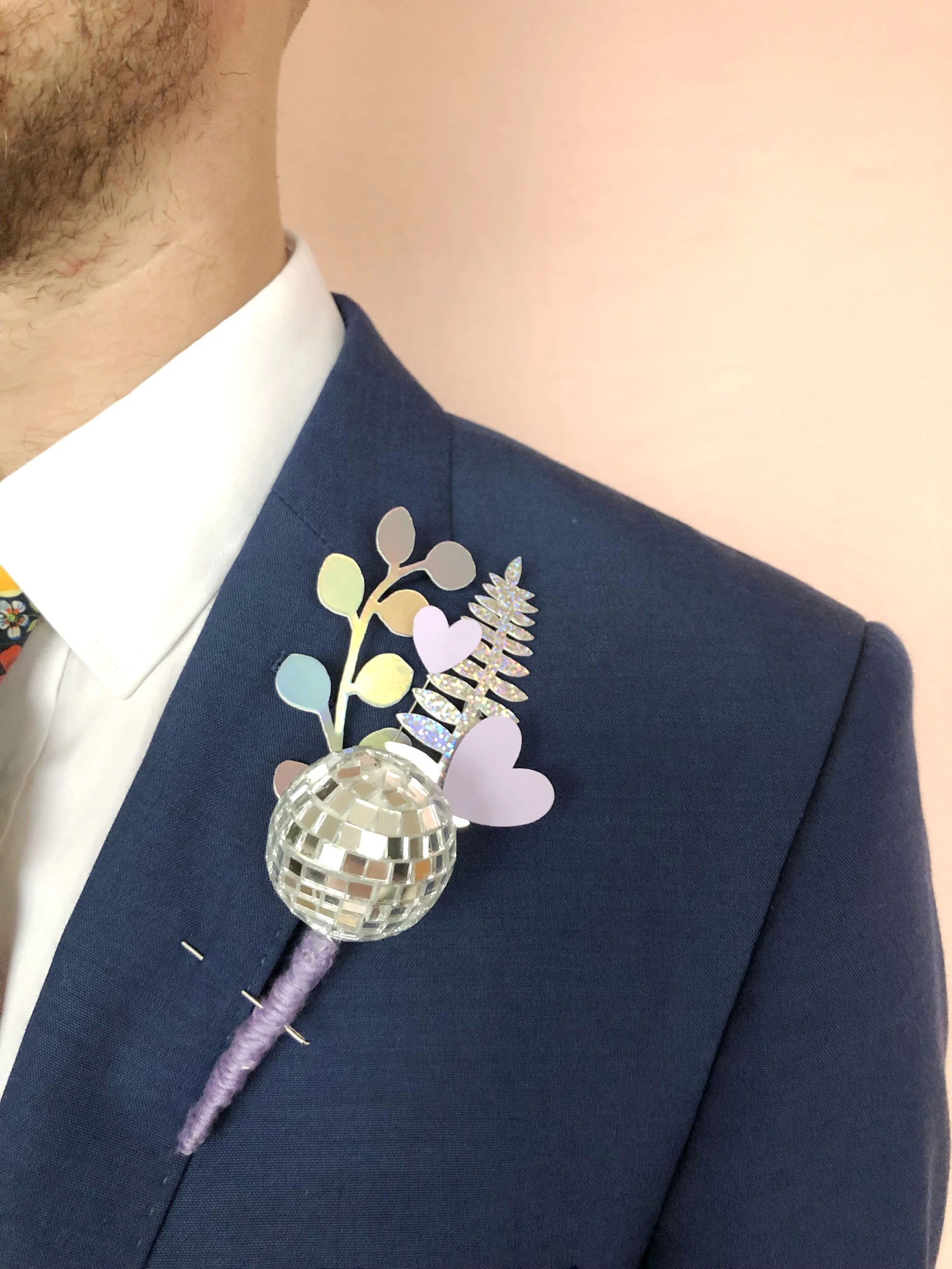 mirror ball boutonniere
