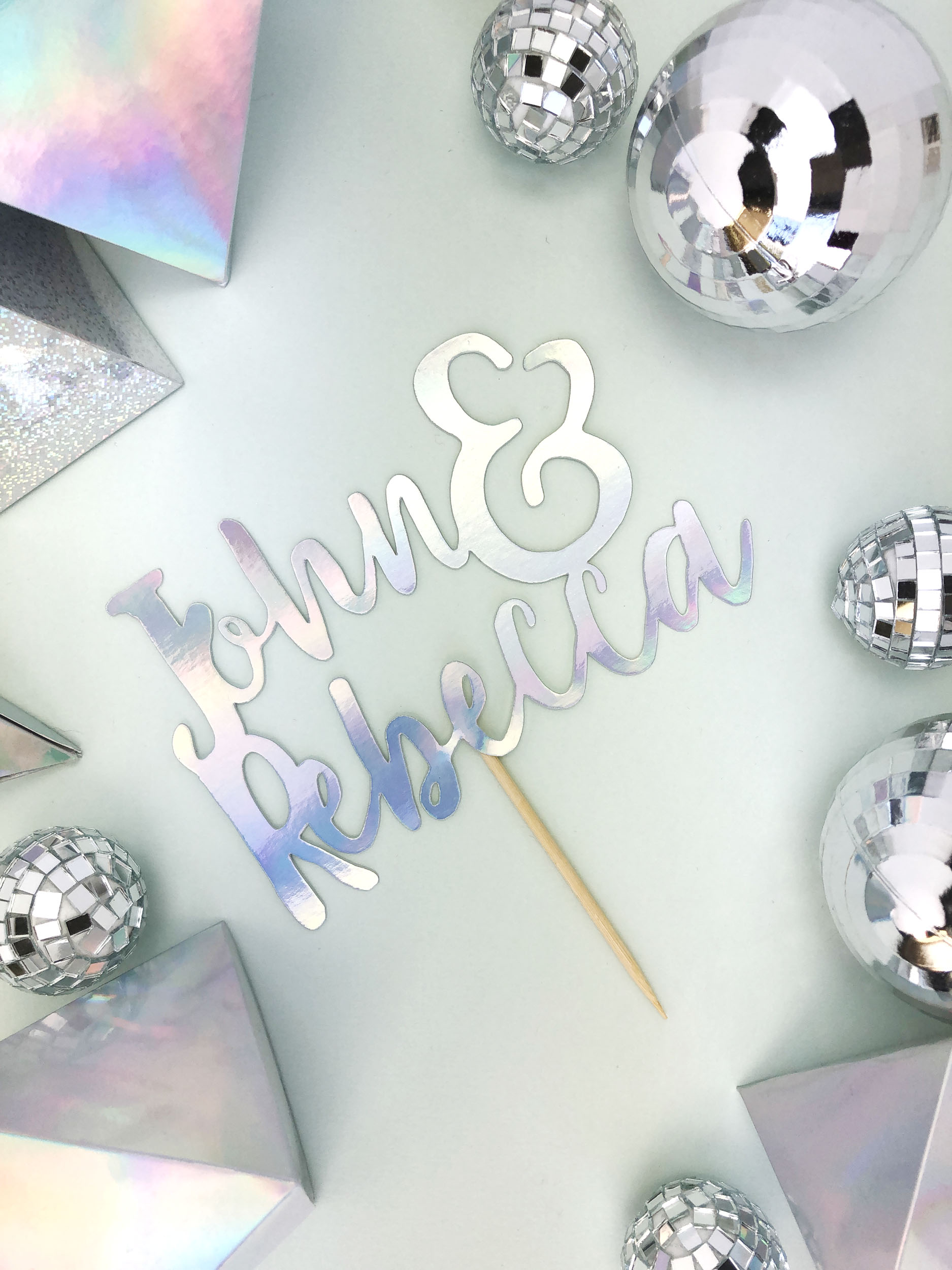 holographic cake topper