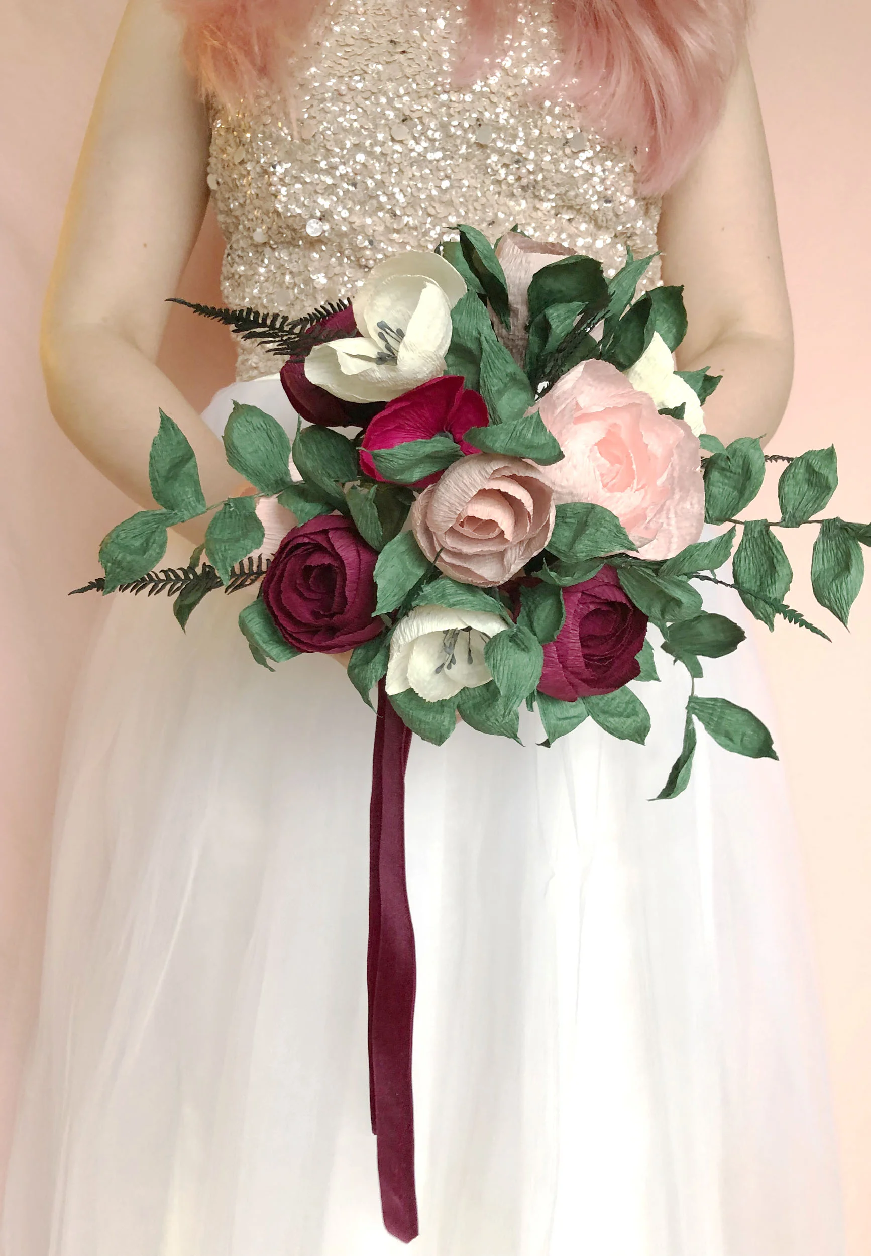 papercraft red wedding flowers