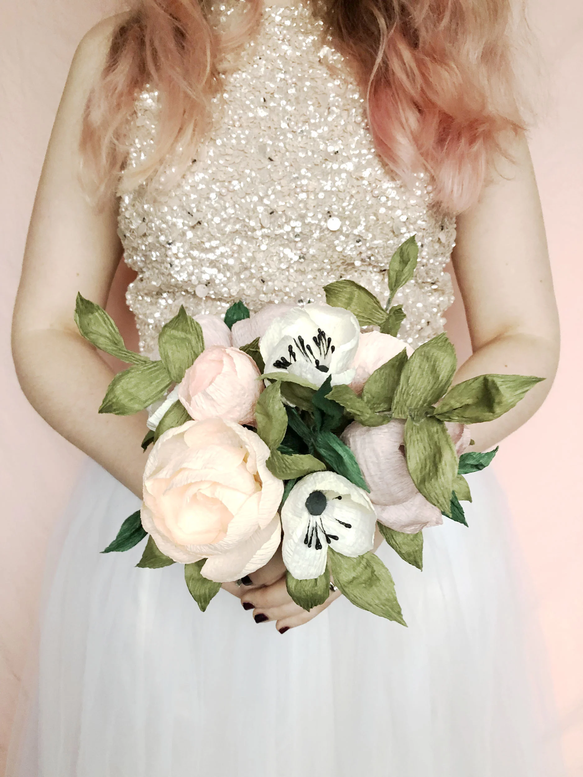 blush pink and white flowers